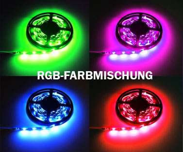 3,8m RGB 5050 LED Strip 24V, 14,4W/m mehrfarbig Strips Flexband-Reststück