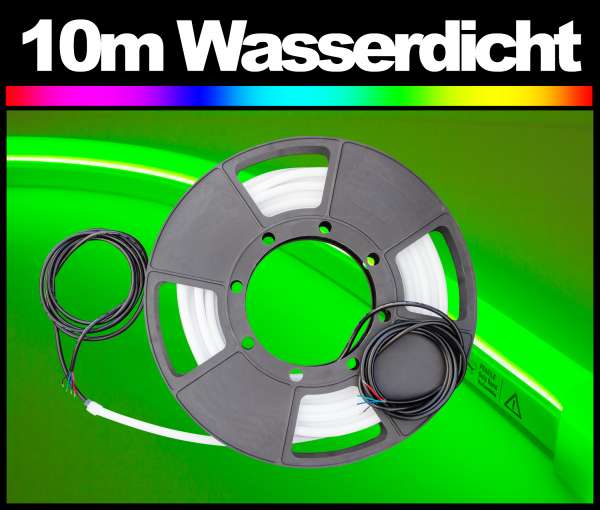 10m Outdoor IP67 LED Strip PL NEON-like RGB, 24V, 10W/m Flexband im Silikonschlauch, wasserfest