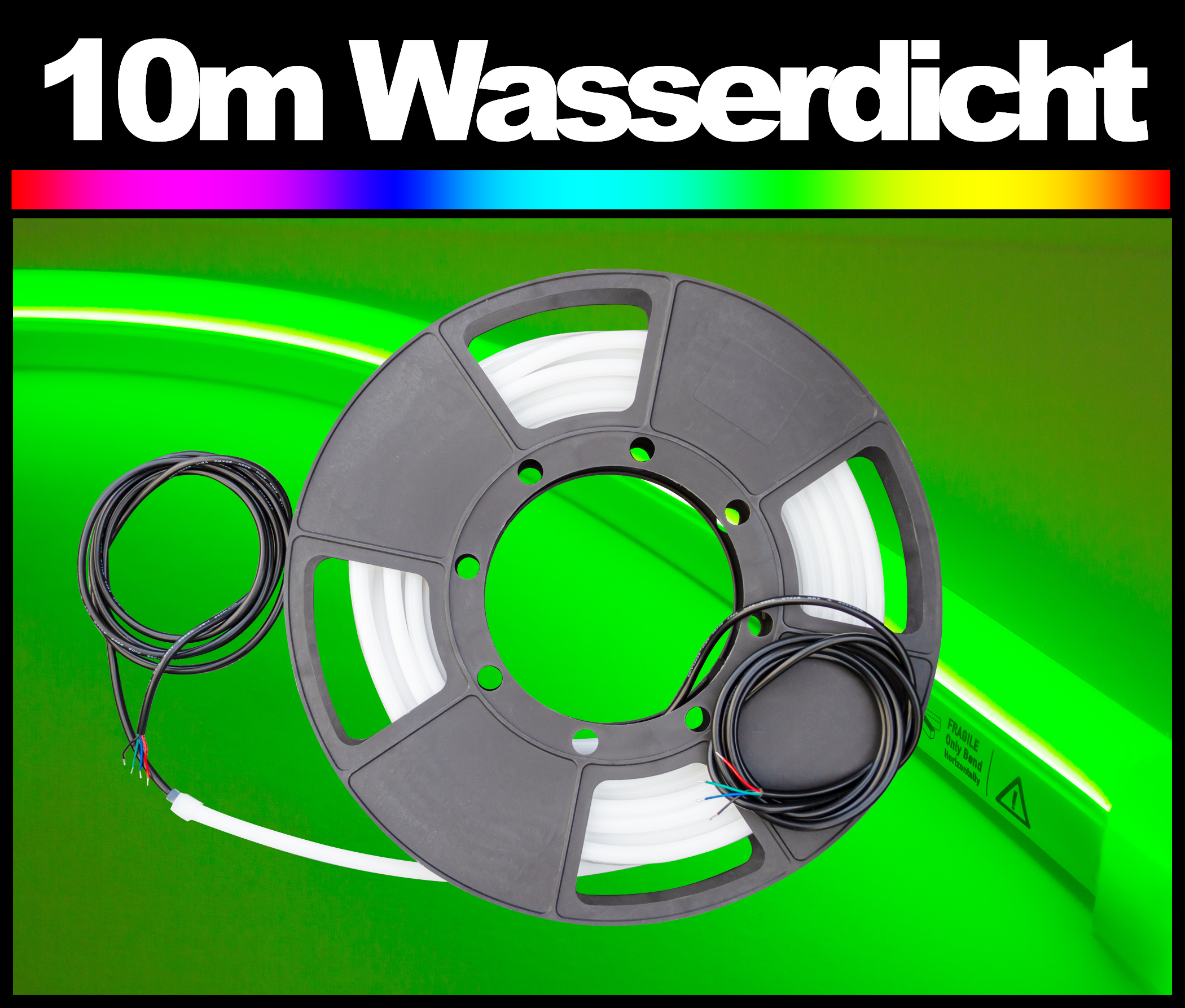 Neon RGBW 24V LED Streifen 10M 15W/m 72LED/m 10mm IP65 Farbwechsel RGB+3000K