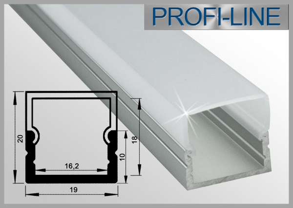 LED Alu-Profil 2m Aluprofil / LED-Profil Aufbau hoch LAP-81 für LED-Strips inkl. eckiger Abdeckung Frost