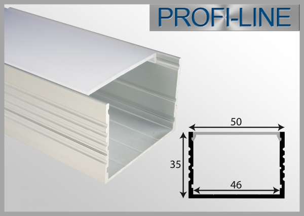 10 cm MUSTER LED Alu-Profil 2m Aluprofil / LED Leuchtengehäuse LEP-5035 inkl. Abdeckung Frost für LED-Strips