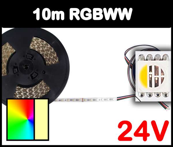 24V LED Streifen – warmweiß – 60 LEDs je Meter – alle 10cm