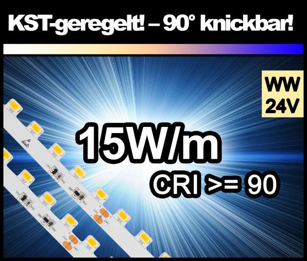 1m Superhell KST-90° warmweiß mit 1400 lm/m bei 15W/m 24V LED Strips SMD 5630 Strip HP Konstantstrom