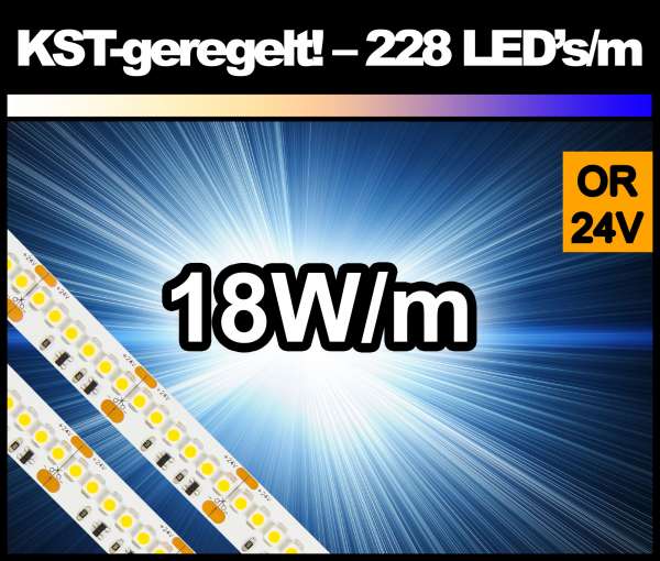 5m Superhell AMBER (dunkelorange) KST 18W/m 24V LED Strip SMD 3528 Strip HP Konstantstrom