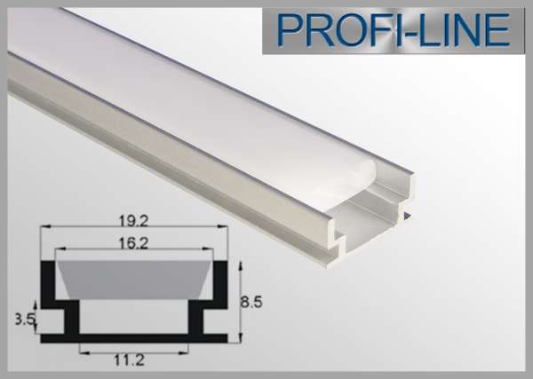 LED Alu-Profil 2m trittfestes Aluprofil / LED-Profil Aufbauvariante LAP-03 für LED-Strips inkl. Abdeckung