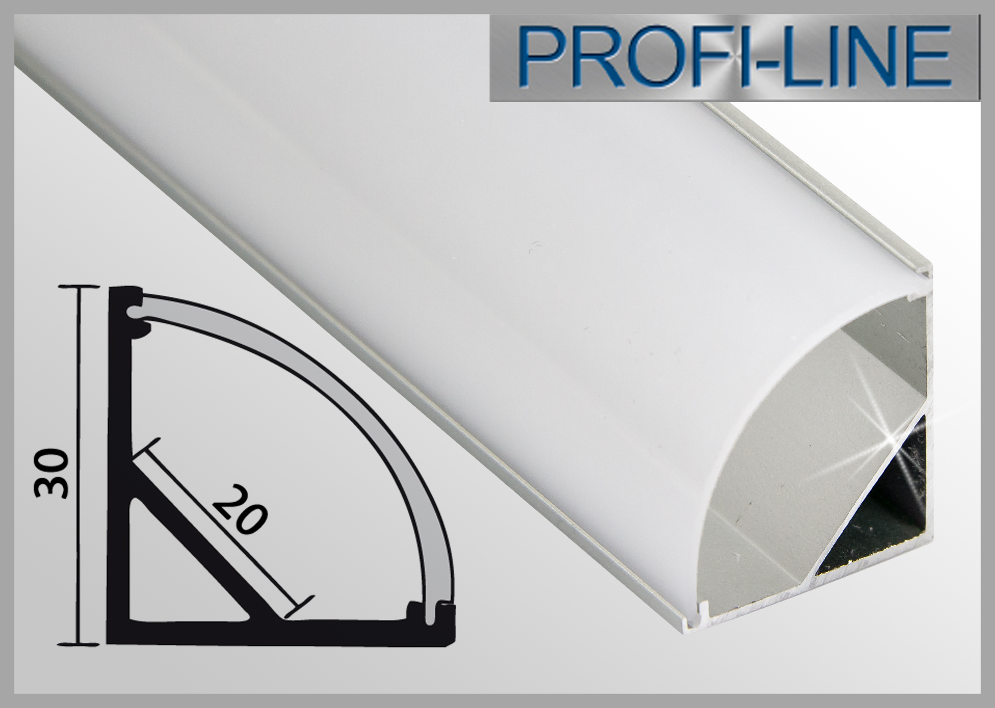 LED Alu-Profil 2m Aluprofil / LED-Profil GROSS Eckprofil LAP-02 für LED-Strips  inkl. runder Abdeckung, LED Alu-Profile 2m, LED ALU-PROFILE