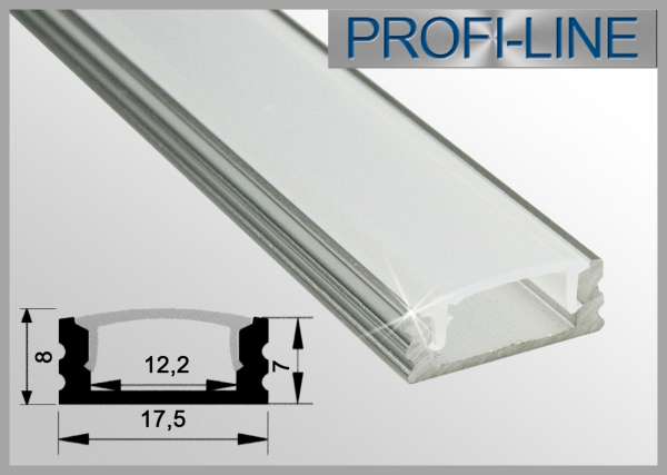 LED Alu-Profil 2m Aluprofil / LED-Profil Aufbauvariante flach LAP-11 für LED-Strips inkl. Abdeckung