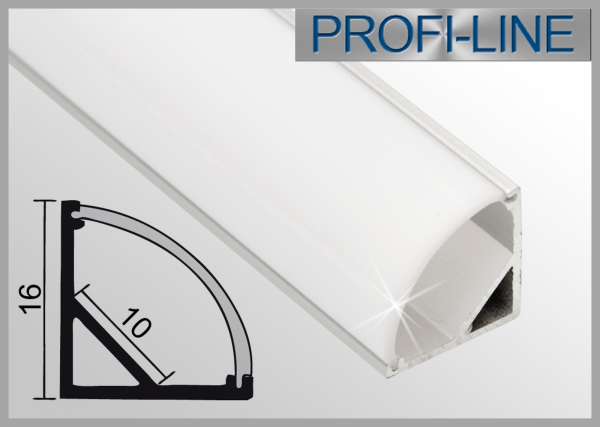 LED Alu-Profil 2m Aluprofil / LED-Profil Eckprofil LAP-01 für LED-Strips inkl. runder Abdeckung Opal