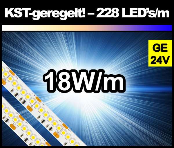 5m Superhell GELB (dunkelgelb) KST 18W/m 24V LED Strip SMD 3528 Strip HP Konstantstrom