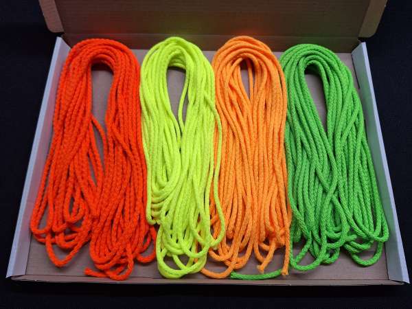 UV-Leuchtschnur Set 40m, je 10m in Neon-rot, Neon-gelb, Neon-grün, Neon-orange