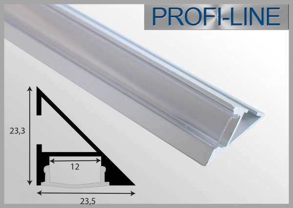10 cm MUSTER LED Alu-Profil 2m Aluprofil / LED-Deckenprofil, Alu Regalprofil LDP-661 für LED-Strips inkl. klarer Abdeckung