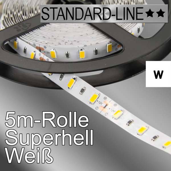 5m High-Power 12V LED-Strip SL-5730 weiß mit 12W/m, Stripes Flexband SL-5730w