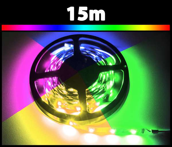 15m RGB 5050 LED Strip 24V mehrfarbig Strips Flexband Leiste