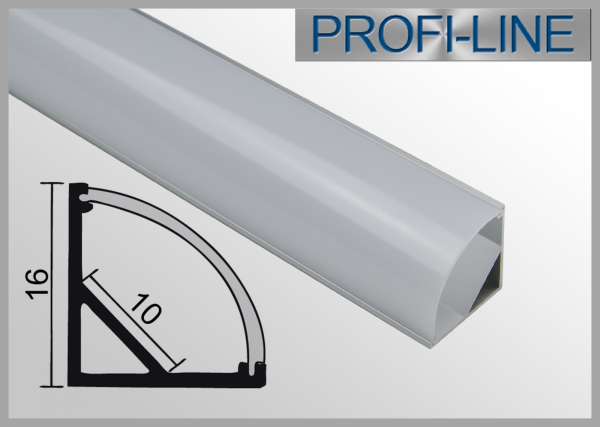 10 cm MUSTER LED Alu-Profil 2m Aluprofil / LED-Profil Eckprofil LAP-01 für LED-Strips inkl. runder Abdeckung Opal