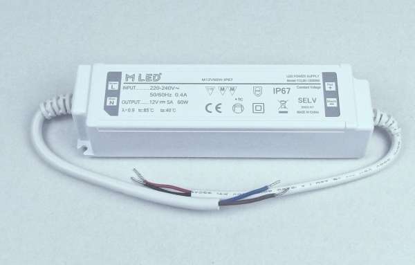 12V 60W Outdoor IP67 DC Netzteil für LED-Strips 5A stabilisiert Strip Trafo LED-Stromversorgung