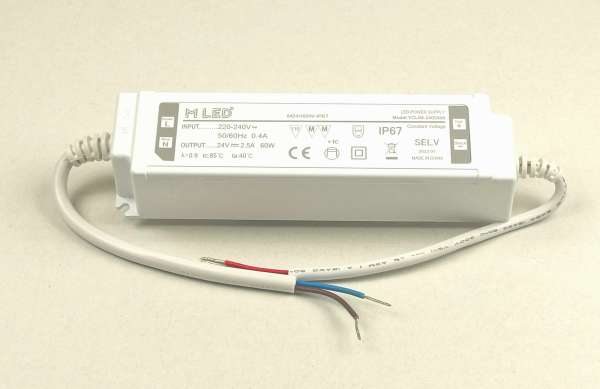 24V 60W Outdoor IP67 DC Netzteil für LED-Strips 2,5A stabilisiert Strip Trafo LED-Stromversorgung