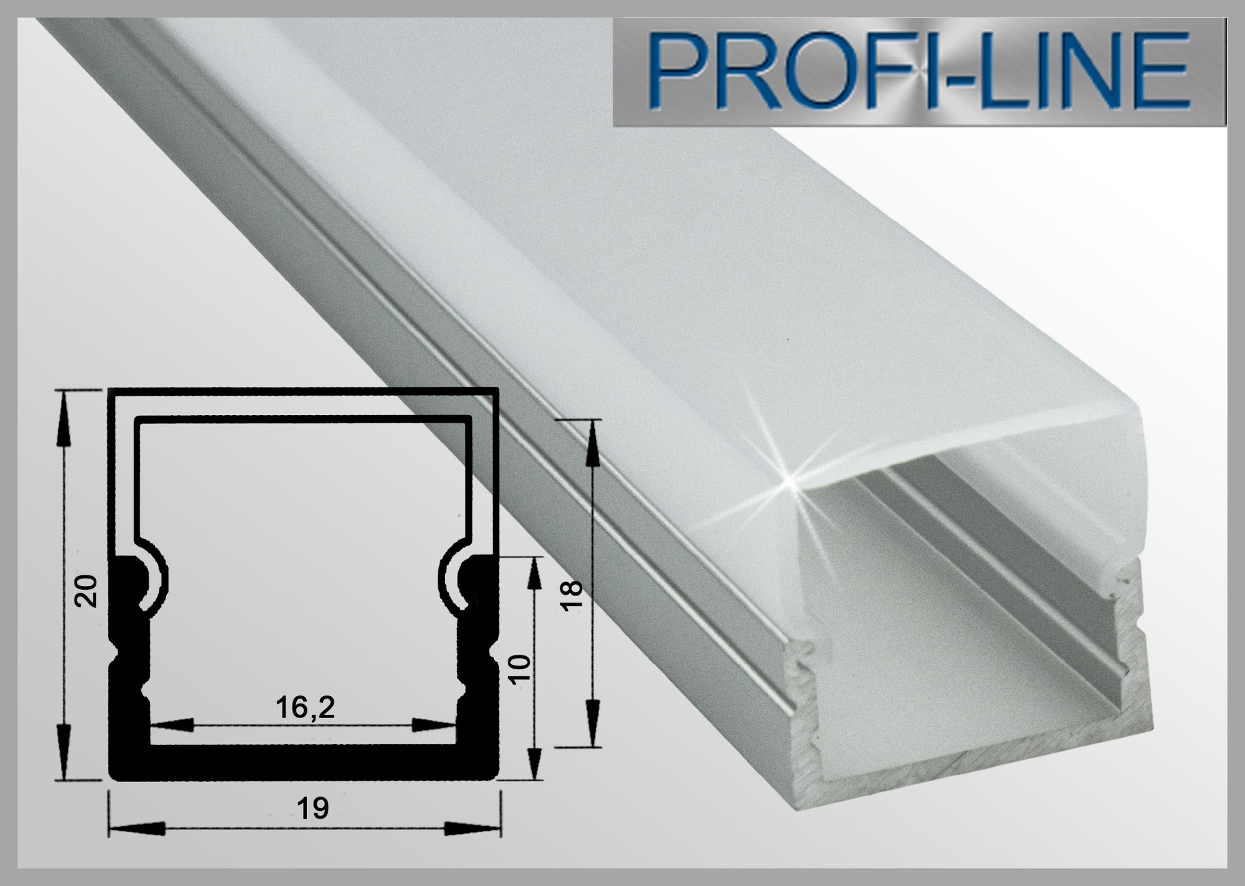 Abdeckung 2m FROST für LED Alu-Profil / LED-Profil LAP-11, LAP-111, LAP-31  als Ersatz, Ersatz-Abdeckungen, LED ALU-PROFILE