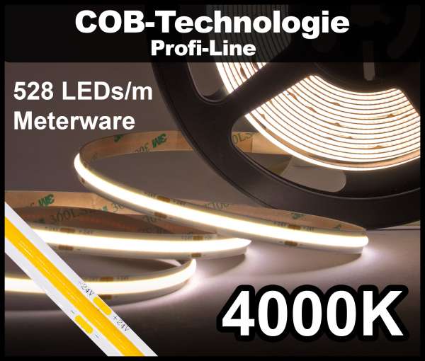 1m COB LED Strip PL 528 NEON-like 24V, 1360 lm/m bei 14W/m, neutralweiß (4000K), CRI>90 Streifen Flexband IP20