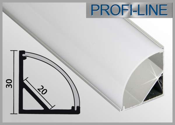 10 cm MUSTER LED Alu-Profil 2m Aluprofil / LED-Profil GROSS Eckprofil LAP-02 für LED-Strips inkl. runder Abdeckung