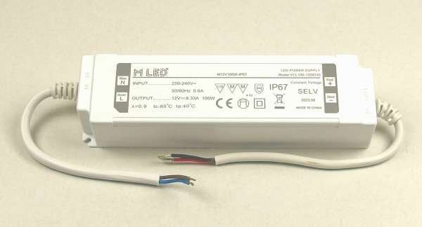 12V 100W Outdoor IP67 DC Netzteil für LED-Strips 8,33A stabilisiert Strip Trafo LED-Stromversorgung