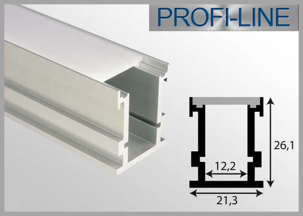 LED Alu-Profil 2m trittfestes Aluprofil / LED Aufbau Profil LAP-04 für LED-Strips bis 12mm inkl. Abdeckung